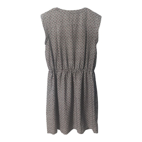 Loft Taupe/White Floral Print Cap Sleeve Dress, Medium - Picture 4 of 7